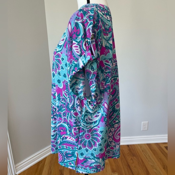 Dear Scarlet size 2X colorful short sleeve office work casual floral paisley - Picture 14 of 16